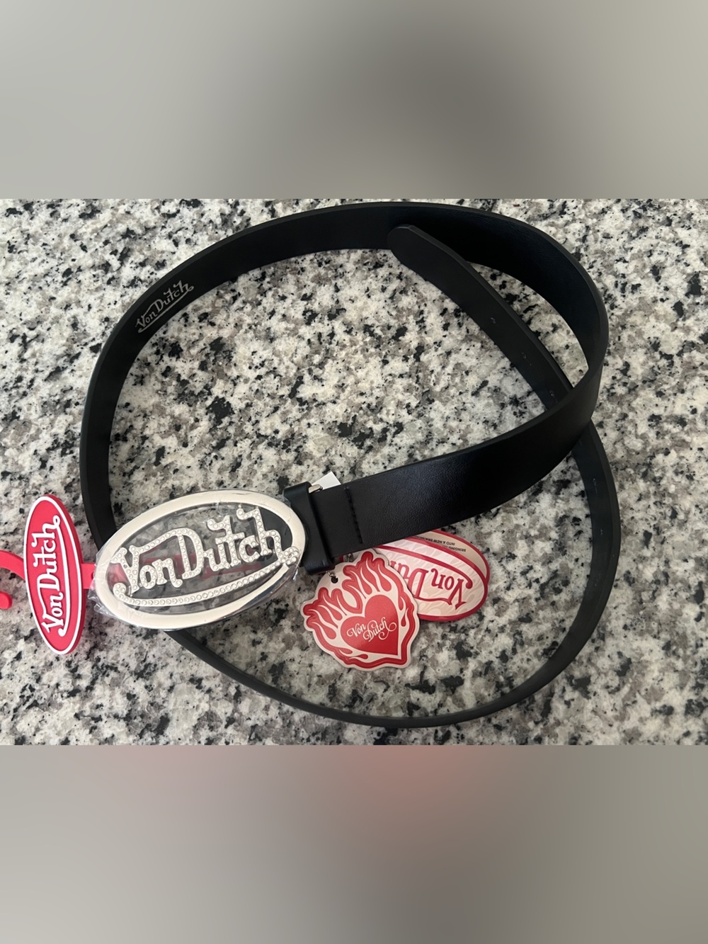 Von Dutch Belt. Rhinestone Logo Buckle
